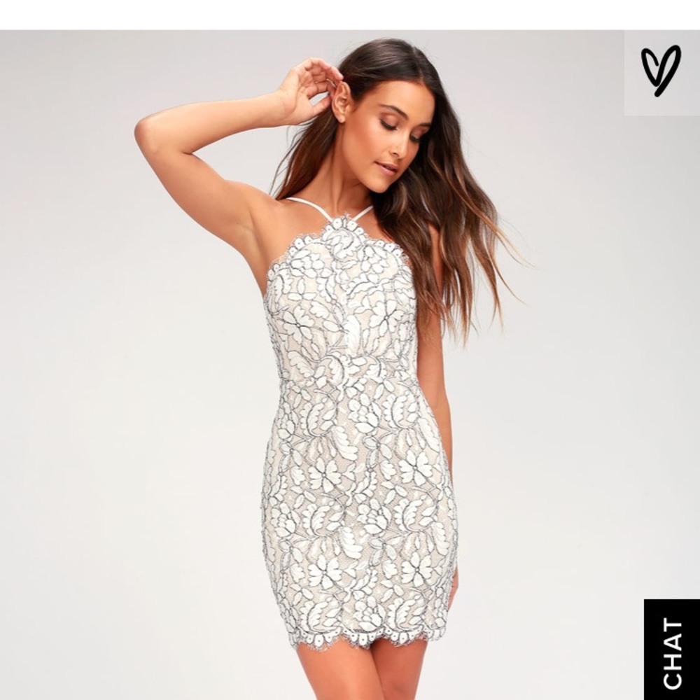 White and beige halter dress NWT